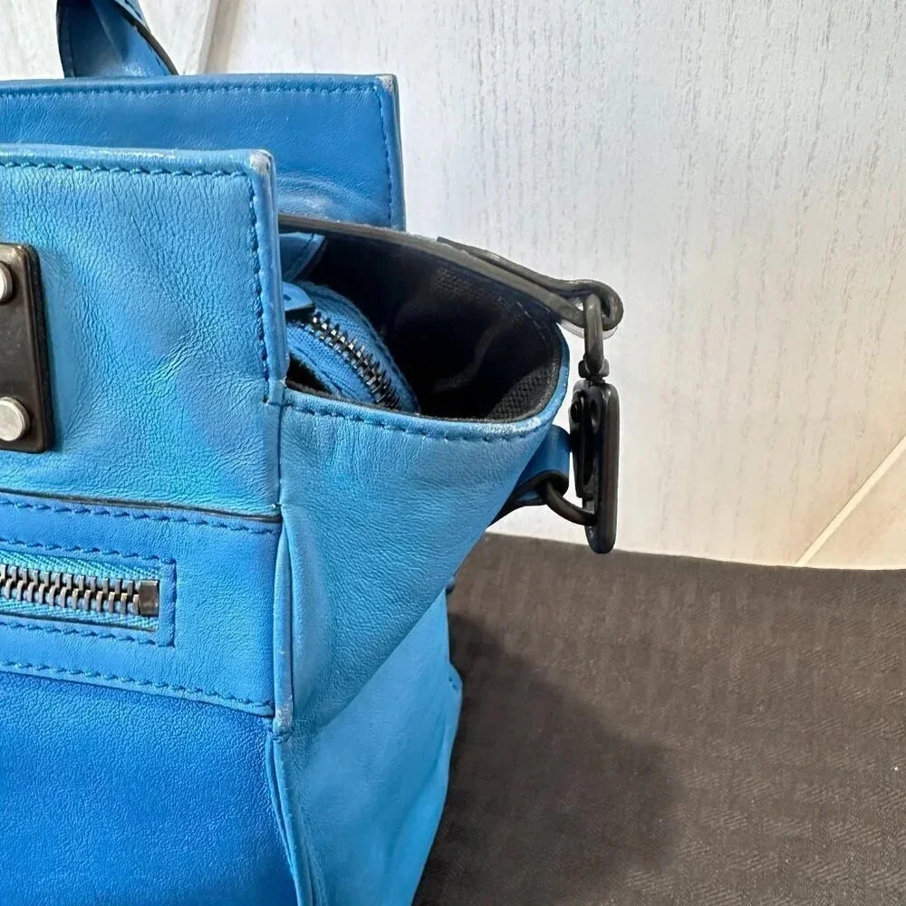 Rag & Bone Small Blue Leather Pilot Bag
